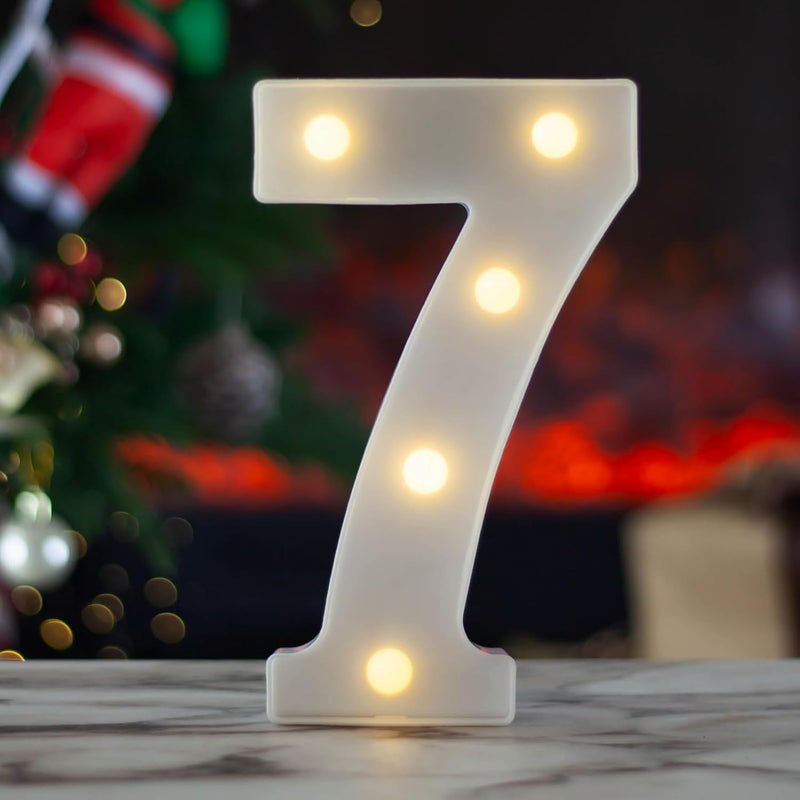 SKYPHAROS LED Marquee Numbers, 0-9 Light Up Letters, Battery Powered LED Letter Lights for Birthday Party, Christmas Night, Home, Bar, Graduation, Wedding Decoration(7) - Image 1